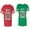 Men Red / Women Green, variant on I Love My Crazy GF BF Unisex Couple Matching Cotton Jersey style T-Shirt Contrasting stripes on sleeves (Men Red / Women Black) (Men S / Women S)