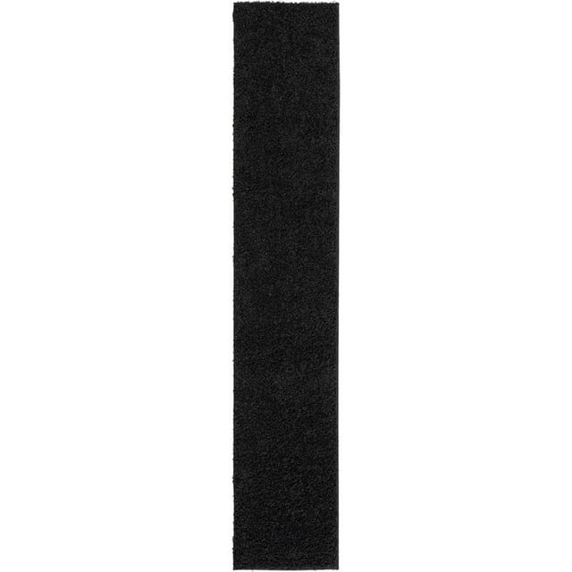 Unique Loom Everyday Shag Plush Area Rug 2' 6 x 13' Runner in Black