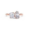 thumbnail image 3 of AFFY 1.50CT Round & Pear Moissanite Diamond Toi Et Moi Ring for Women 14K Rose Gold over Silver-5.5, 3 of 6