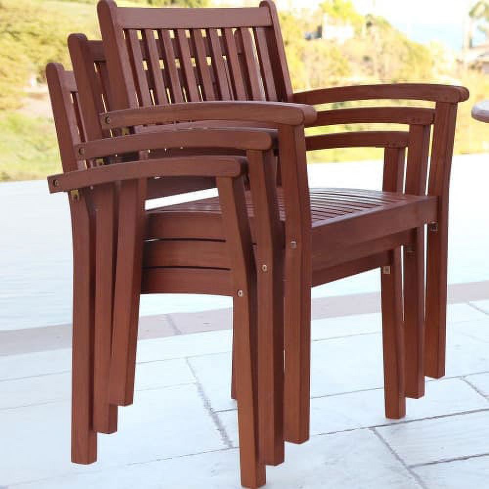 Malibu Outdoor 9-piece Wood Patio Dining Set with Extension Table & Stacking Chairs - image 2 of 4