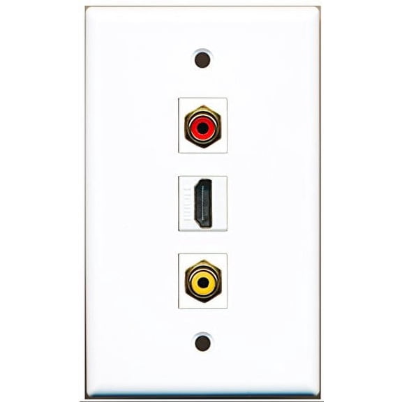 RiteAV - 1 Port HDMI and 1 Port RCA Red and 1 Port RCA Yellow Wall Plate