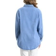 thumbnail image 3 of Camisa de mezclilla casual para mujer INSPIRE CHIC de manga larga, chaqueta de jean, talla L, azul claro, 3 of 6
