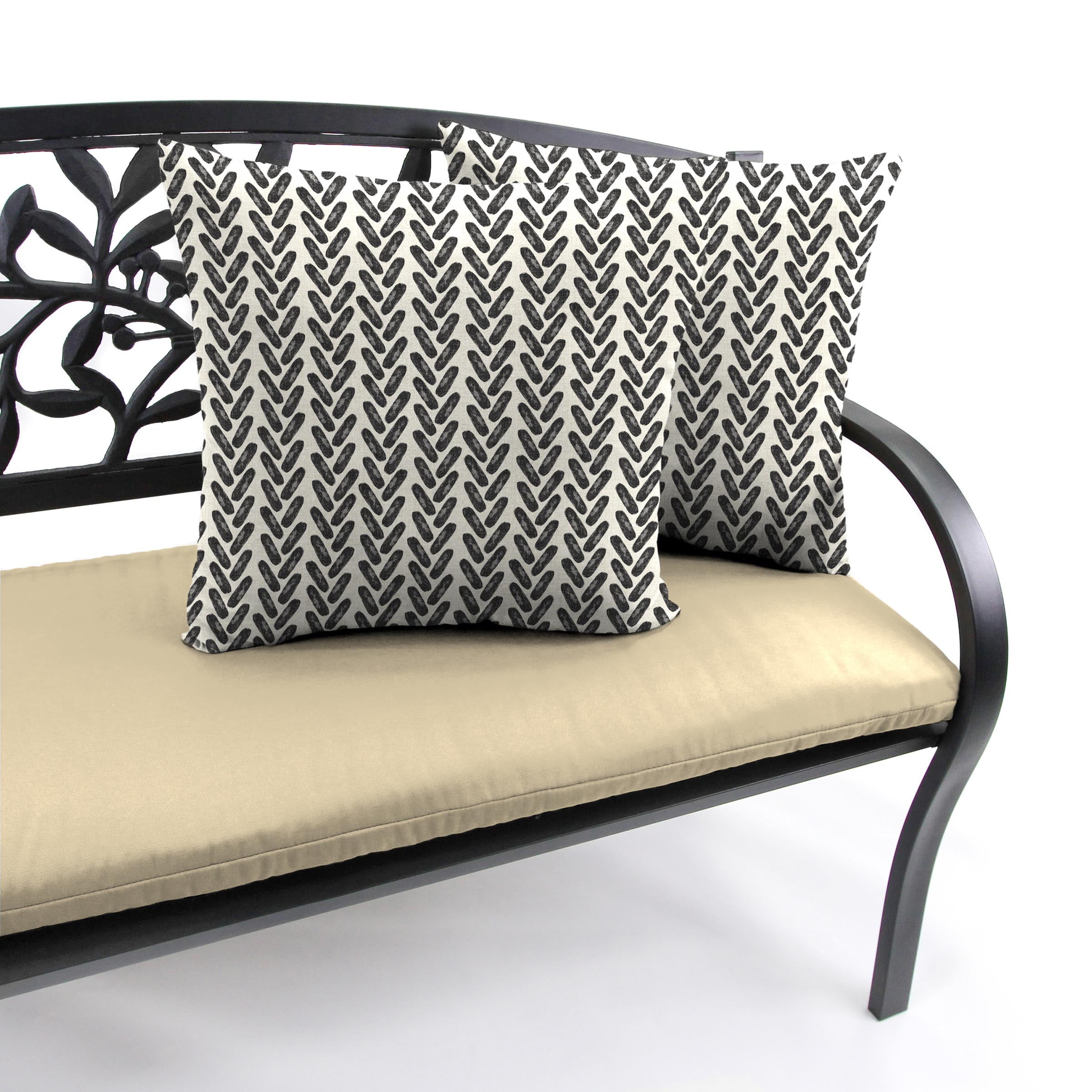 Jordan Manufacturing 16" x 16" Hatch Black Chevron Square Outdoor Throw Pillow (2 Pack)