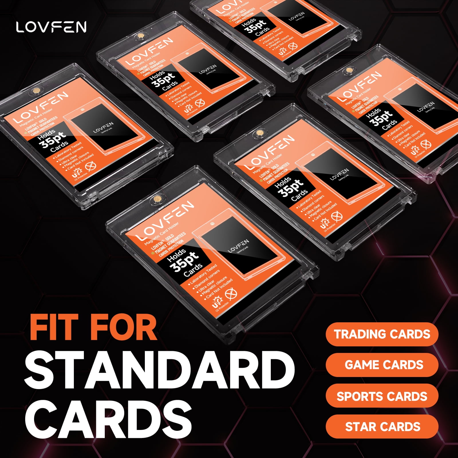 LOVFE 25ct Magnetic Card Holder for Trading Cards, 35pt One Touch Card Holder, Card Protectors Hard Plastic, Magnetic Card Case for Sports Card, Baseball Card Holders, Display Case for Standard Card