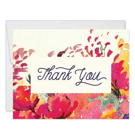 Pink Watercolor Thank You Cards with Envelopes ( Pack of 25 ) Elegant Floral Thanks Gracias Notecards Birthday Party Anniversary Baby Bridal Shower Baptism Gift Gratitude Excellent Value VT0056B