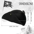 thumbnail image 5 of Pirate Hat for Women & Men Colonial Tricorn Halloween Adult Revolutionary war Costume Accessory, 5 of 5