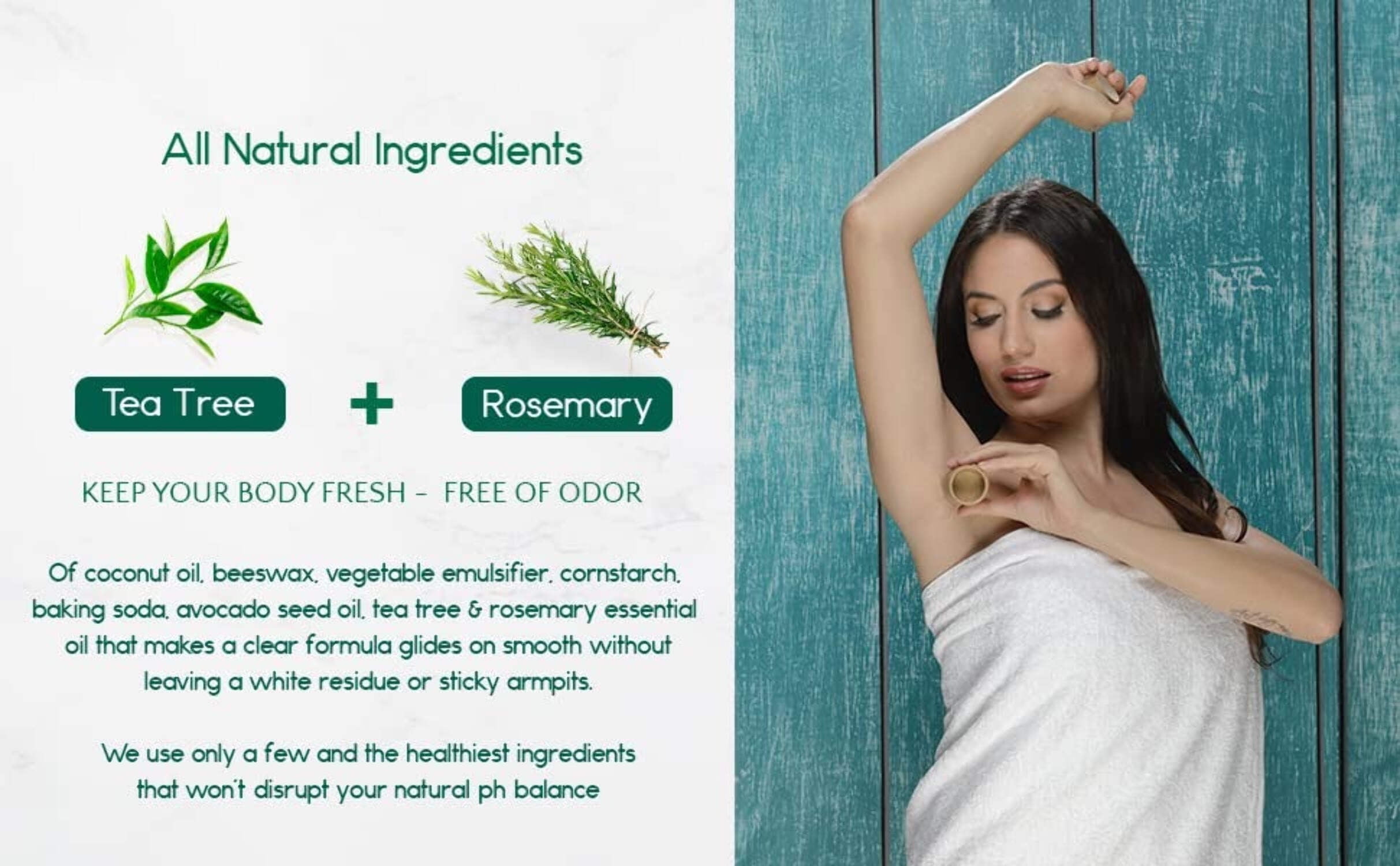 BeNat. 2-Pack. All-Natural Deodorant. Zero-Waste. Lemon & Tea Tree. Eco-Friendly.
