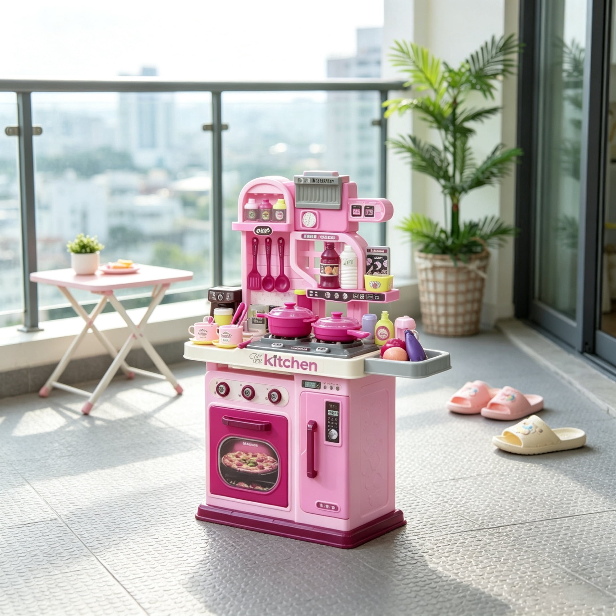 33-Piece Kids Kitchen Playset with Light and Sound for Ages 3-6