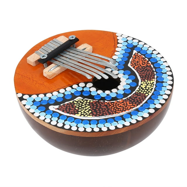 Piano de pulgar portátil Mbira de cáscara de coco afinable de 7 teclas.