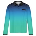 thumbnail image 4 of Miluxas Mens Long Sleeve Polo Shirts Casual Gradient Golf Tops Button Down Lapel Comfy T-shirts Quick Dry Slim Fit Tee Blouse Mint Green, 4 of 4