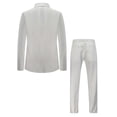thumbnail image 4 of i.Finelong Men's White Pinstripe Double - Breasted Two - Piece Suit, Suitable for Business and Other Formal Occasions, 4 of 6