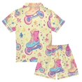 thumbnail image 2 of FORMRS Kids Short Sleeve Top and Pants Pajama Set Unisex Satin 2-Piece Sleepwear, Sizes 11-12Y, Neon Skates, 2 of 8