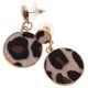 thumbnail image 4 of Juego de 2 pendientes de peluche con estampado de leopardo, forma geométrica redonda, pendientes de botón, 4 of 7