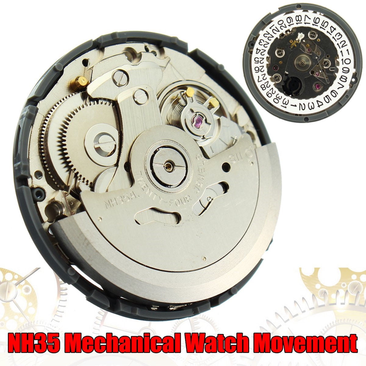 Copper Steel Automatic Movement Date at 3 White Dial Calendar for SEIKO SII NH35 NH35A Movement Accessories Walmart