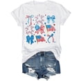 thumbnail image 4 of DHFJKG 250 Anniversary USA T Shirts For Women Short Sleeve Graphic Tee Bow Printed Crew Neck Loose Fit July 4Th Birthday Tshirts Versatile Tops, 4 of 5