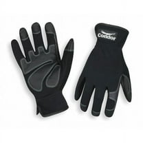 Condor Mechanics Gloves, Clarino/PVC Grip/Wear Panels Palm, S, Black 2XRR8