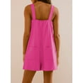 thumbnail image 5 of Musuos Women Casual Summer Rompers Overalls Solid Color Sleeveless Backless Shorts Loose Jumpsuits with Pockets Streetwear, 5 of 7