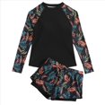 thumbnail image 1 of Traje de Baño de Dos Piezas con Camiseta y Pantalones Cortos de Larga para Mujer con Sujetador Incorporado Azul Naranja M, 1 of 10