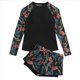thumbnail image 1 of Traje de Baño de Dos Piezas con Camiseta y Pantalones Cortos de Larga para Mujer con Sujetador Incorporado Azul Naranja S, 1 of 10