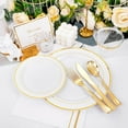 thumbnail image 3 of 700PCS Gold Plastic Plates - Whtie and Gold Disposable Dinnerware Sets 100Guest - 200 Disposable Plate, 300 Plastic Silverware, 100 Cups, 100 Napkins for Wedding & Party, 3 of 18