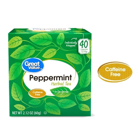 (4 Boxes) Great Value Peppermint Herbal Tea Bags, 2.12 oz, 40 (Best Peppermint Tea Review)