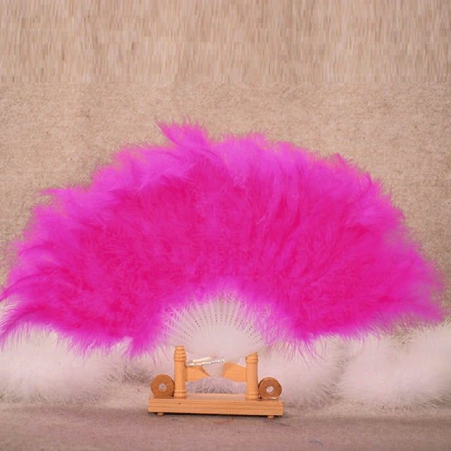 Abanico de Mano Plegable Xihbxyly Elegante con Plumas Grandes para Danza de Bailarina de Bodas