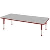24in x 72in Rectangle Everyday T-Mold Adjustable Activity Table Grey/Red - Chunky with Six 12in Stack Chairs Red - Ball Glide