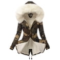 thumbnail image 5 of Chaqueta de algodón de otoño e invierno para mujer con cuello de piel y cordón, abrigo de camuflaje, chaqueta de algodón cálida para mujer, 5 of 5