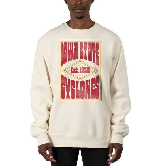 Men's Uscape Apparel Cream Iowa State Cyclones Premium Heavyweight Pullover Sweatshirt