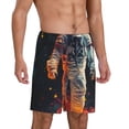 thumbnail image 2 of Vsdgher Astronaut Cosmic Rainbow Print Men's Pajama Shorts Lounge Bottoms Sleep Shorts Elastic Waist Lightweight PJ Shorts with Pockets-4X-Large, 2 of 6