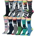 thumbnail image 2 of Colorfut Women's Fashion Novelty Animal Characters Cartoon Cat Panda Penguin Crew Socks WC51-AB, 2 of 3