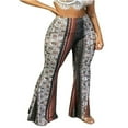 thumbnail image 1 of Femmes Taille Haute Imprimé Pantalon Large Jambe Longue Cloche Évasée Pantalon Bas, 1 of 5