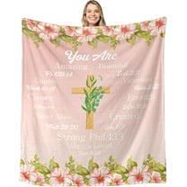Christian Gifts for Women Blanket, Baptism Gifts for Girl, Confirmation Gifts for Girl, First Holy Communion Gifts, Throw Blanket 50x60, Religious Easter Basket Catholic Spiritual Gifts for Women