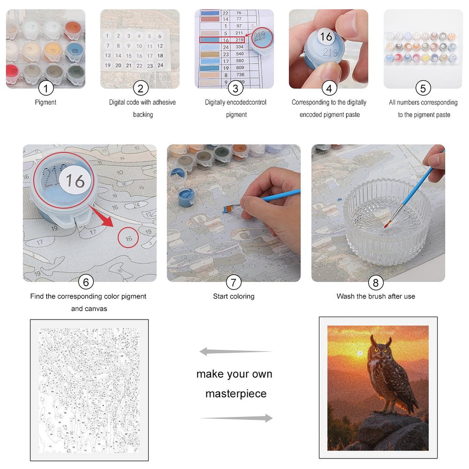 Paint by Numbers Kit for Adults, Owl Sunset Perched Rocks Scenic Paint by Numbers, Easy Paint by Numbers Kit for Adults Beginner, DIY Adult Paint by Number Kits on Canvas, Home Decor