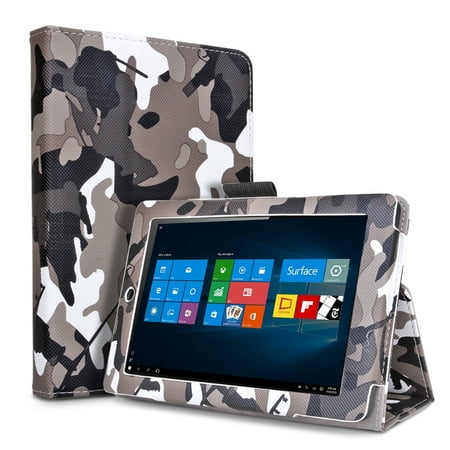 Microsoft Surface Pro 4 Case (Camouflage Black) - Slim Fit PU Leather Folio Stand Smart Cover with Auto Sleep Wake and Pen