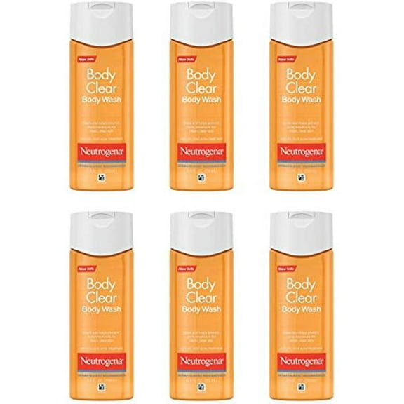 Neutrogena Body Clear Acne Body Wash with Glycerin & Salicylic Acid Acne Medicine for Acne-Prone Skin, Non-Comedogenic, 8.5 fl. oz (Pack of 6)