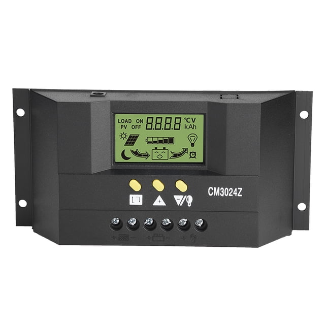 Regulador de carga de panel solar inteligente PWM con pantalla LCD de 12 V, 24 V y 30 A