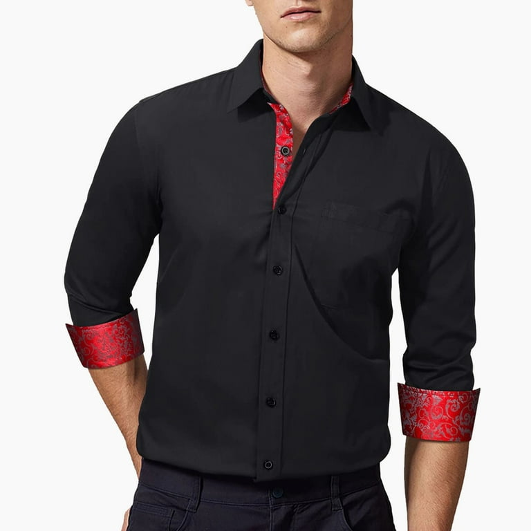 HISDERN Men Dress Shirts Casual Button Down Shirt Long Sleeve