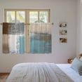 thumbnail image 4 of Modern Blue Tier Curtains, Rustic Mottled Oil Painting Texture Light Filtering Kitchen Curtains, 2Pcs Rod Pocket Half Window Treatments Panels for Sink Cafe Cabinet Basement 27.5x45 Inches, 4 of 9