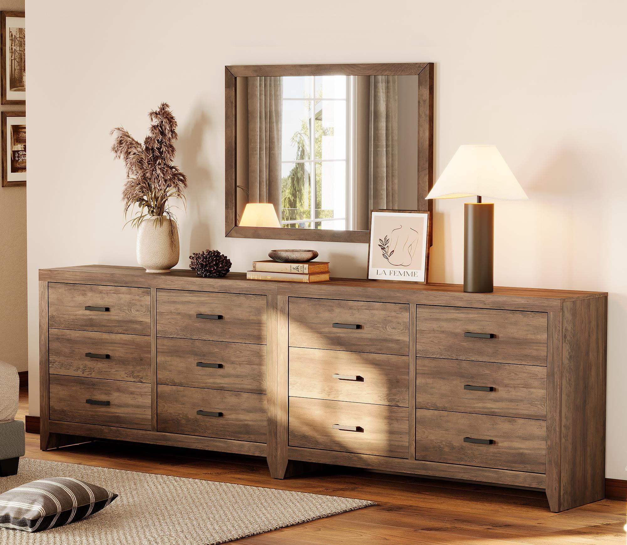 WAMPAT 106" Farmhouse Dresser with 12 Drawers, Extra Wide Wood Chest of Drawers Storage Cabinet for Bedroom, Living Room, Hallway