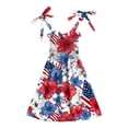 thumbnail image 5 of Linfrsh Toddler Kids Girls 4th of July Dress 12 18 24 Months 2T 3T 4T 5T 6T Sleeveless Tie Shoulder Letter Embroidery Smocked Dresses for Independence Day(Dark Blue,3-4 Years), 5 of 5