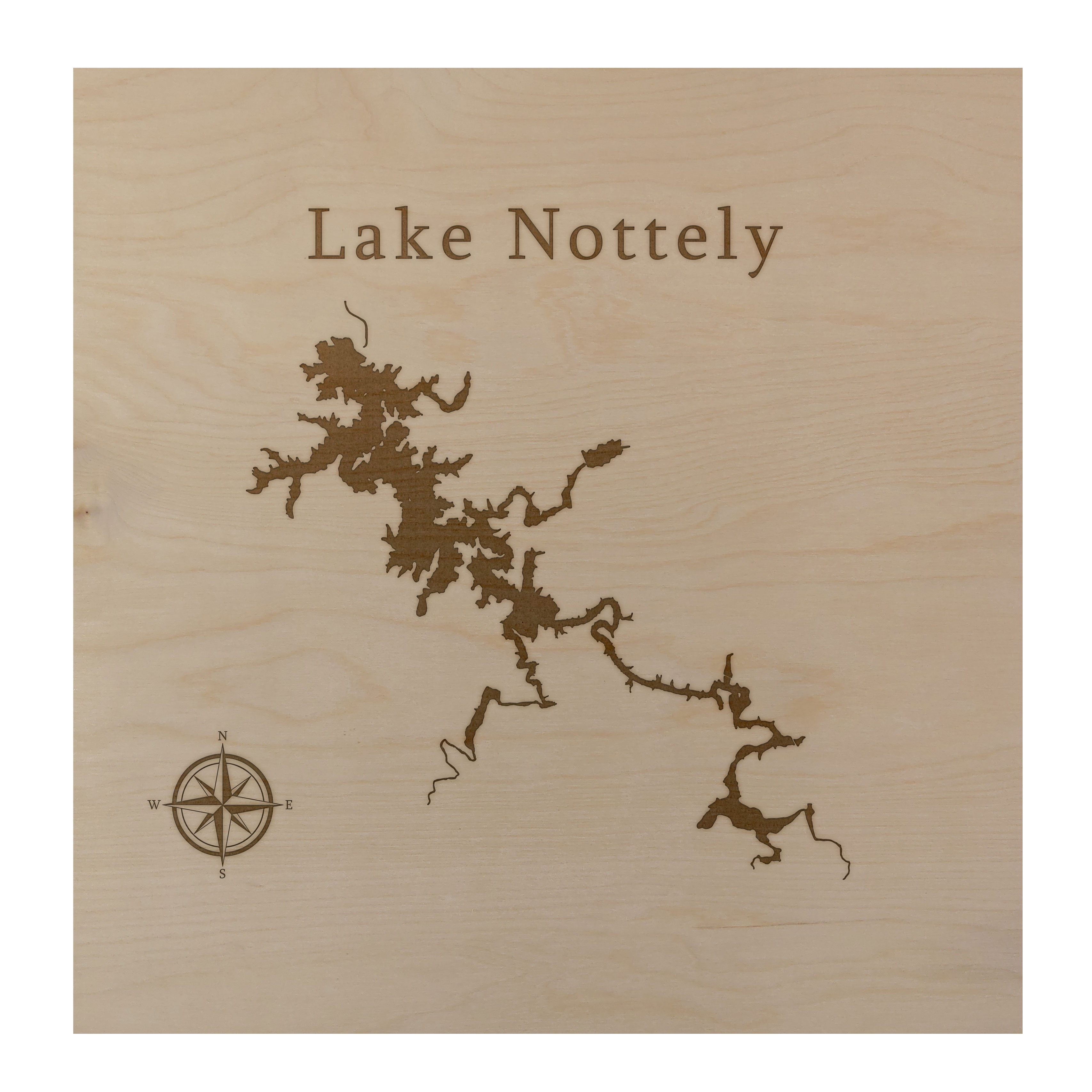 Lake Nottely 12x12" Wood Lake Map Wall Art Office Decor River