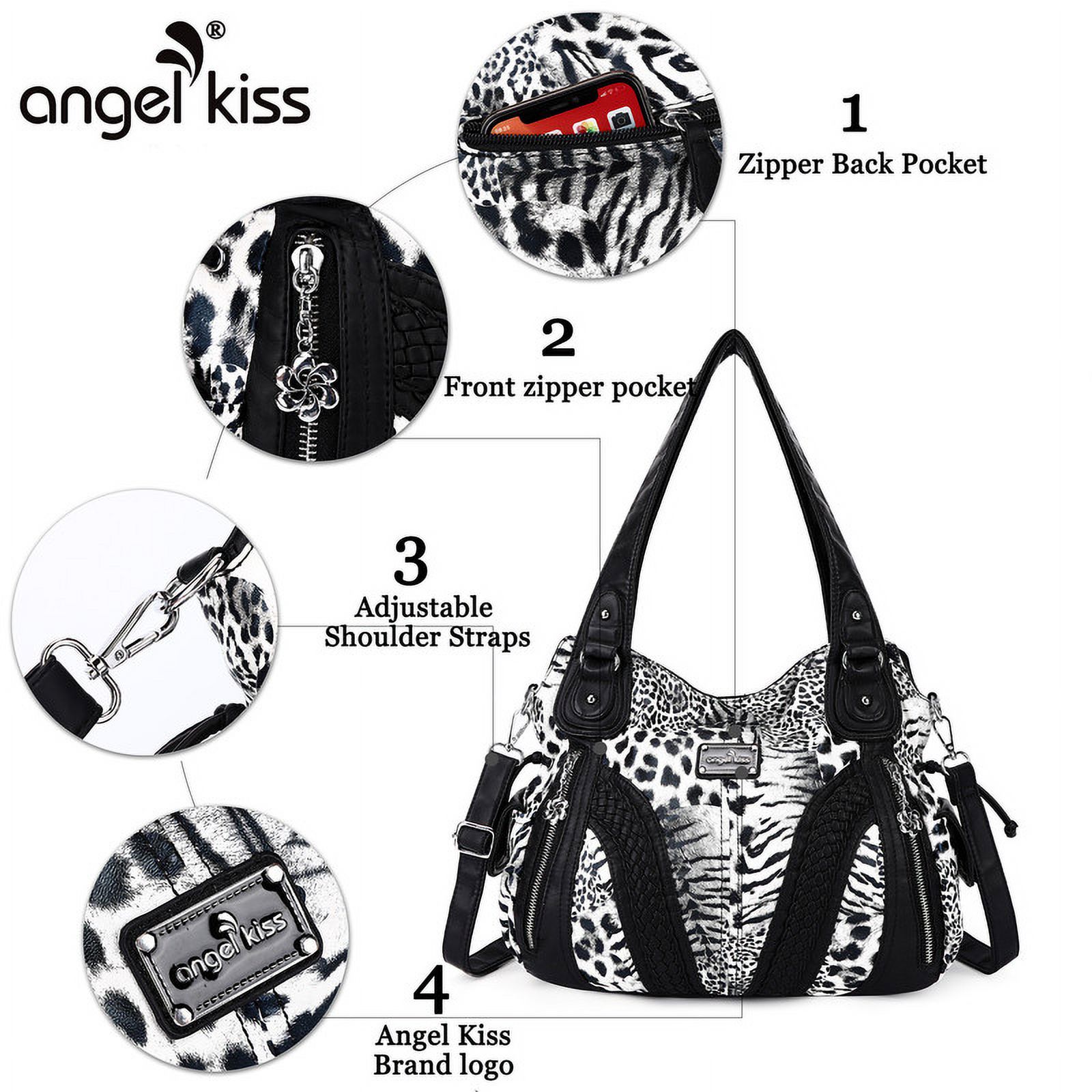 Angelkiss Women's satchel handbag Flexible multiple pockets with adjustable shoulder straps