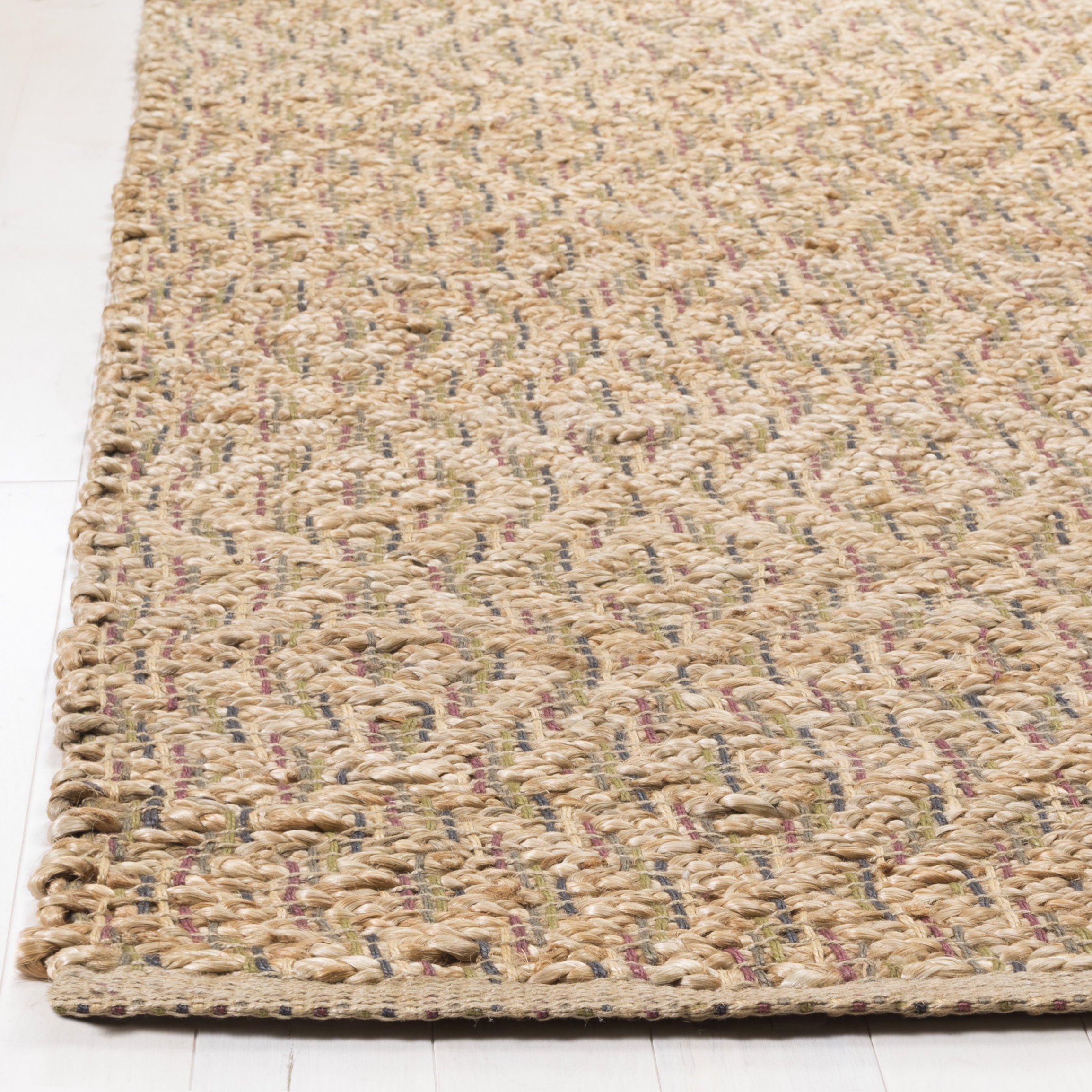 SAFAVIEH Natural Fiber Haven Geometric Braided Jute Area Rug, Natural/Red, 5' x 8'