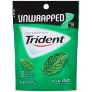 Trident Unwrapped Spearmint Sugar Free Gum with Xylitol, 30 count