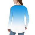 thumbnail image 6 of UQJfacai Girls Long Sleeve Shirts Kids Gradient Graphic Crewneck Tops Fall Curve Hem Side Slit Casual Cute Blouses Tee 3-12 Years, 6 of 7