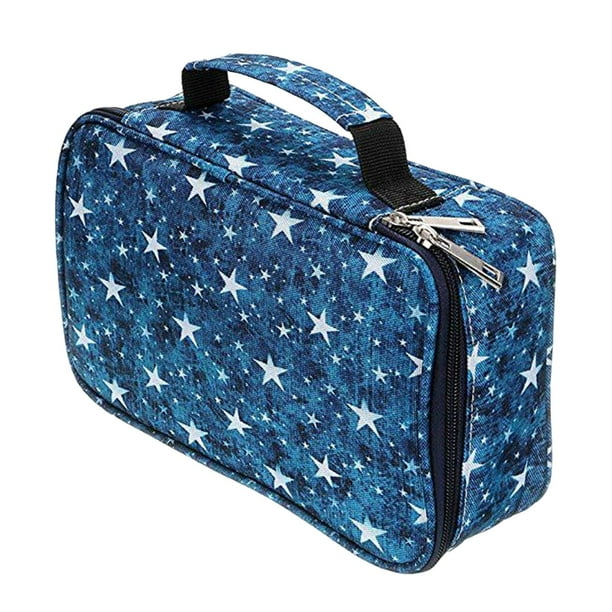 Estuche para lápices de colores, organizador de gran capacidad con cremallera, bolsa de papelería para la escuela Azul