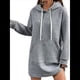thumbnail image 1 of Suéter Deportivo Informal de Larga con Cordón y Cuello de Gofre para Mujer, Holgado, con Capucha y Bolsillos Gris XXL, 1 of 3
