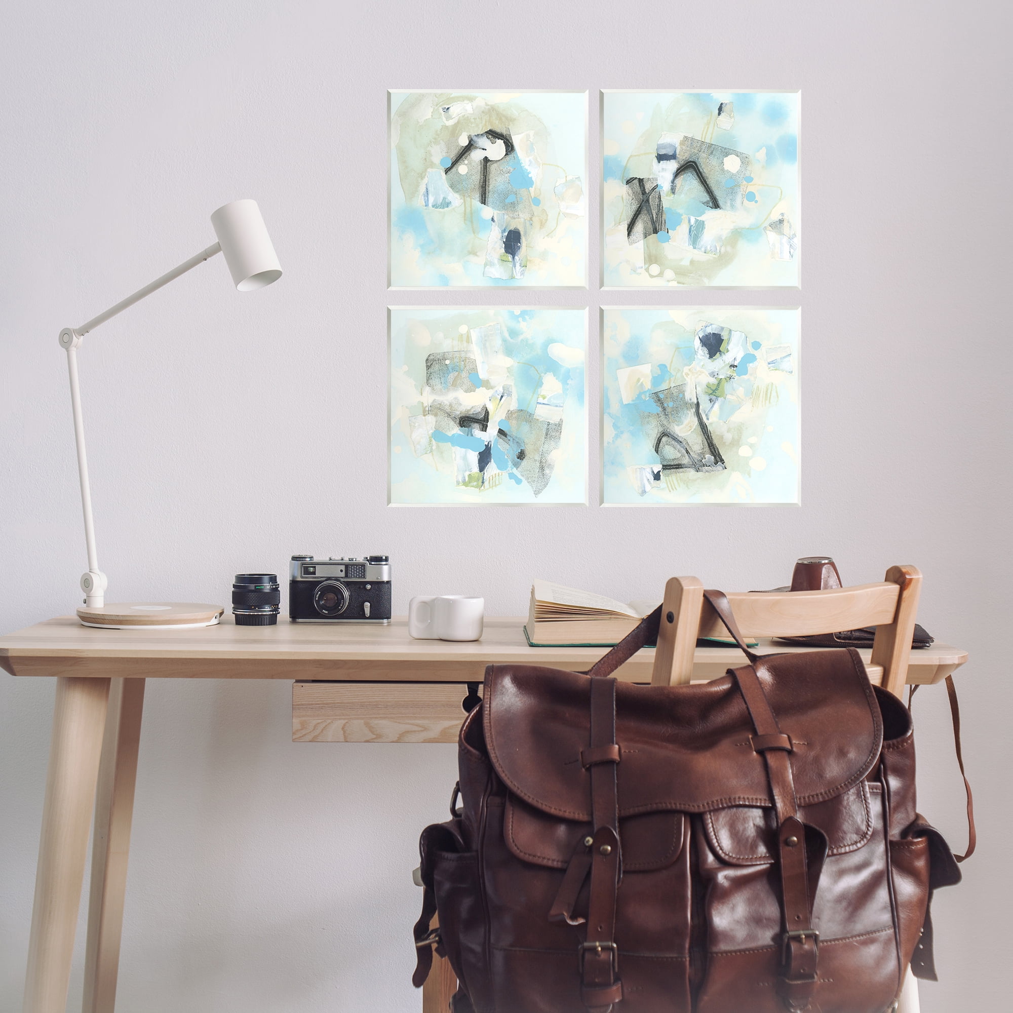Stupell Industries Abstract with Blue Splatter Abstract Painting Unframed Art Print Wall Art, 12 x 12, Set of 4