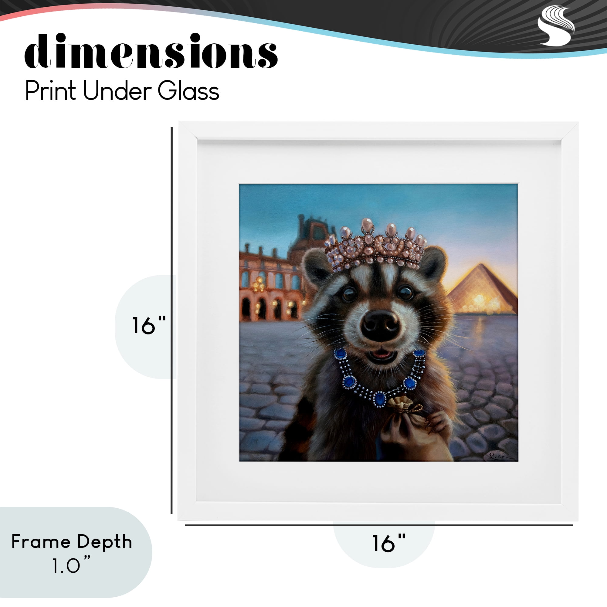 Stupell Industries Louvre Loot Raccoon White Framed Print Under Glass, design by Lucia Heffernan